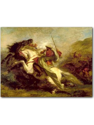 Caka Tablo Ahşap Tablo Atlı Müslüman Askeri Eugene Delacroix