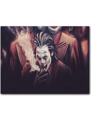 Caka Tablo Ahşap Tablo Joker Sigara Içiyor Çizim