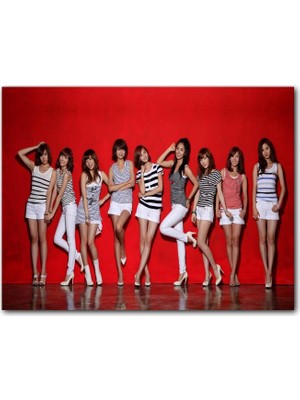 Caka Tablo Ahşap Tablo Kırmızı Zeminde Girls Generation Kızlar