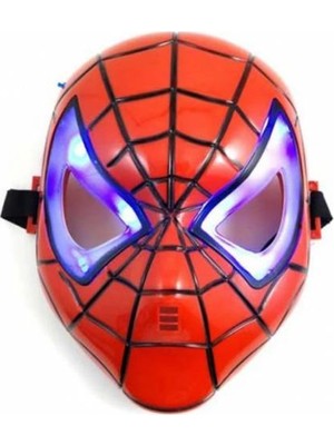 Samur Kırmızı Renk LED Işıklı Spiderman Örümcek Adam Maskesi