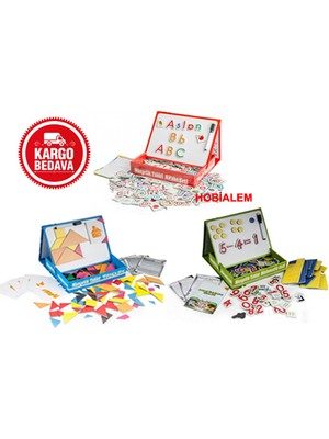 DIYTOY Diy Toy, Manyetik Tablet, Alfabe, Matematik, Tangram, 3 Lü Set