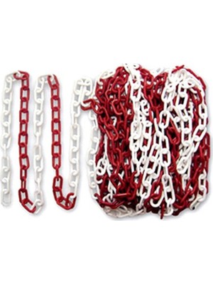 Ezeltech Plastik Zincir 6 mm Kalınlık Kırmızı Beyaz 25 Metre