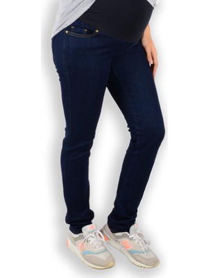 Vavien Slim Fit Likralı Hamile Jean Koyu Mavi Pantolon 1012