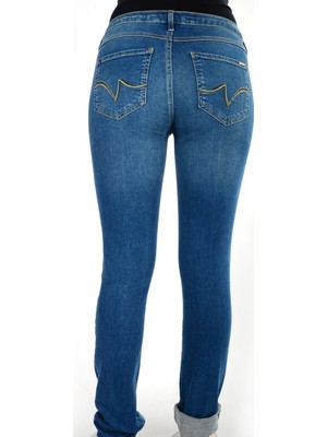 Vavien Slim Fit Likralı Hamile Jean Orta Mavi Pantolon 1014