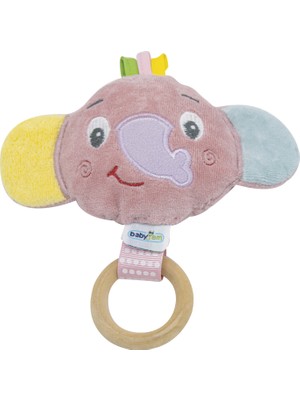 Babyjem Ahşap Halkalı Sevimli Fil Dişlik Gül Kurusu