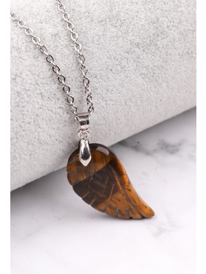 Alibaba Doğaltaş Kaplan Gözü Doğal Taş Kanat Kolye