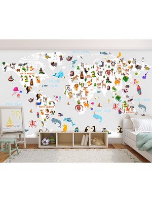 Özel Duvarlar Dünya Haritası Üzerinde Canlılar