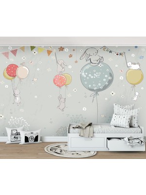 Özel Duvarlar Gökyüzündeki Mutlu Tavşanlar