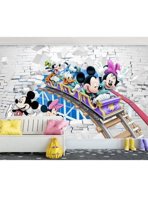 Özel Duvarlar Mickey ve Minnie Mouse Duvar Kağıdı
