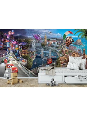 Özel Duvarlar Şimşek Mcqueen Duvar Kağıdı