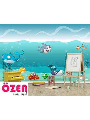 Özel Duvarlar Su Altında Sevimli Balıklar Duvar Kağıdı