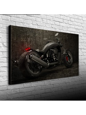 İşsevenler  Siyah Motorsiklet Canvas Tablo