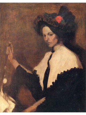 Tablosan Girl With White Shawl Collar Kanvas Tablo
