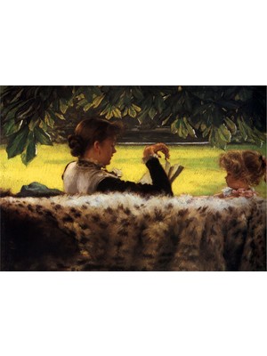Tablosan Kızına Kitap Okuyan Anne Kanvas Tablo