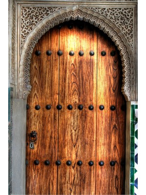 Tablosan Ahşap Oyma Kapı Kanvas Tablo