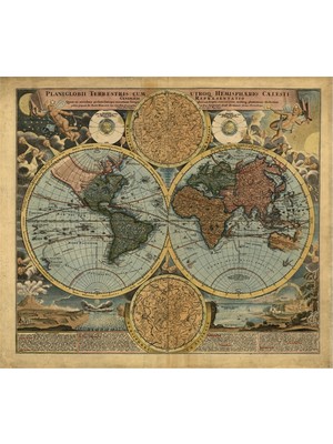 Tablosan Eski Dünya Haritası Kanvas Tablo