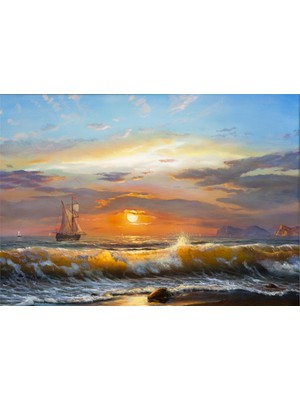 Tablosan Denizde Gün Batımı Kanvas Tablo