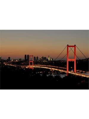 Tablosan Boğaz Köprüsü Gece Çekimi Kanvas Tablo