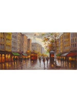 Tablosan Şehir Meydanındaki İnsanlar Kanvas Tablo