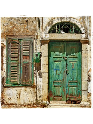 Tablosan Akdeniz Taş Evleri Kanvas Tablo