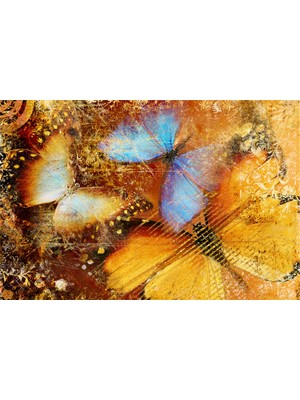 Tablosan Mavi Kanatlı Kelebek Kanvas Tablo