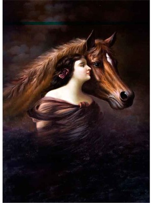 Tablosan Kadın ve At Kanvas Tablo