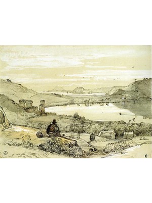 Tablosan Suluboya Siyah Beyaz Manzara Kanvas Tablo