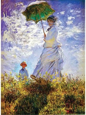 Tablosan Şemsiyeli Kadın ve Çocuk Kanvas Tablo