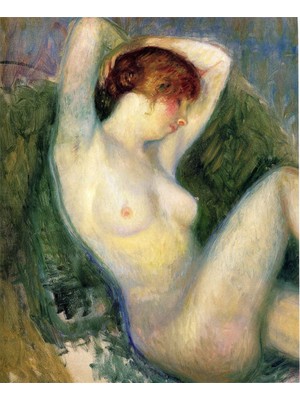 Tablosan Nude İn Green Chair Kanvas Tablo