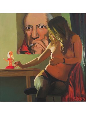 Tablosan Oturan Nü Kanvas Tablo