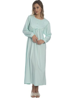 Akala Akala-Dy Pamuklu Uzun Kol Penye Kadın Gecelik 9004