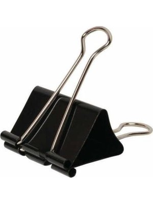 Kraf Kağıt Kıskacı Siyah Renk 51 mm 12'li Binder Clips Paslanmaz Malzeme ile Dayanıklı