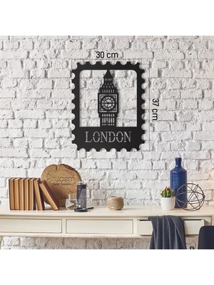 Pirudem London Stamp - 30X37 cm Metal Duvar Dekoru - Pirudem Metal Sanatları