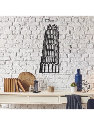 Pirudem Pisa Tower - 27X70 cm Metal Duvar Dekoru - Pirudem Metal Sanatları