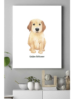 Postermanya Golden Retriever Çocuk Odası Kanvas Tablo 21 x 30 cm