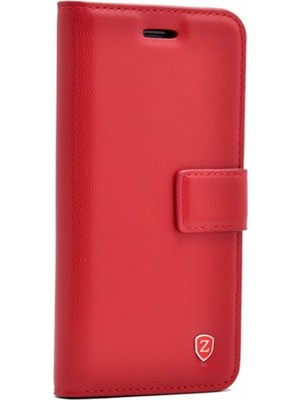 Smcase Huawei P Smart 2019 Kılıf Delüx Cüzdan Kartvizitli+Nano Glass Kırmızı