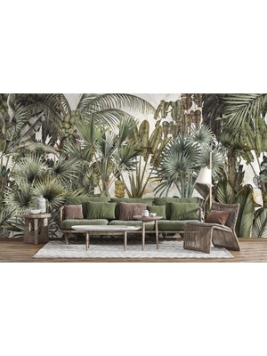 Özel Duvarlar Amazon Yaprakları ve Ağaçlar Tropikal Duvar Kağıdı