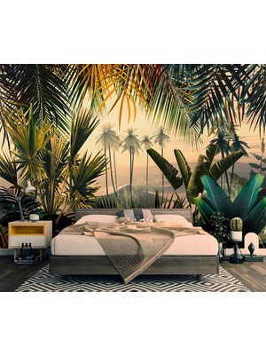 Özel Duvarlar Amazon Ormanları Özel Tasarım Tropikal Ağaçlar Duvar Kağıdı