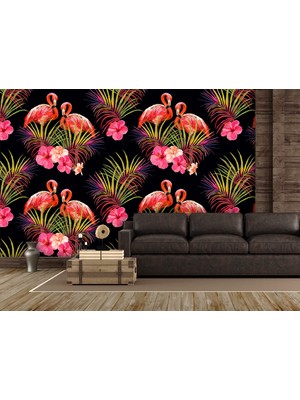 Özel Duvarlar Flamingo Desenli Duvar Kağıdı