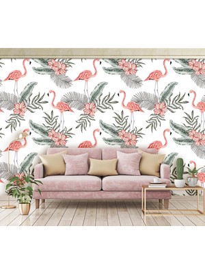 Özel Duvarlar Flamingo Desenli Duvar Kağıdı