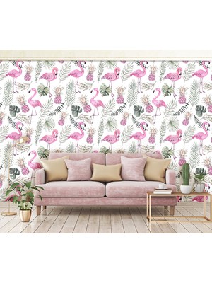 Özel Duvarlar Flamingo Desenli Duvar Kağıdı