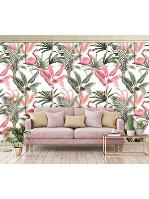 Özel Duvarlar Flamingo Desenli Duvar Kağıdı