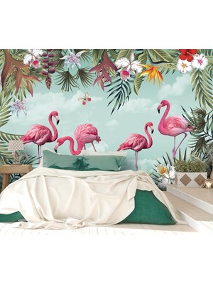 Özel Duvarlar Flamingo Desenli Duvar Kağıdı
