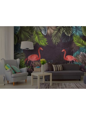 Özel Duvarlar Flamingo Desenli Duvar Kağıdı