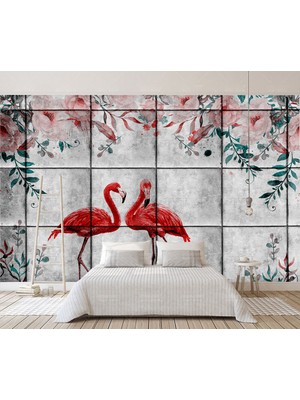 Özel Duvarlar Flamingo Desenli Duvar Kağıdı