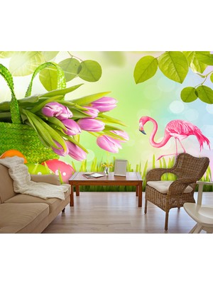 Özel Duvarlar Flamingo Desenli Duvar Kağıdı