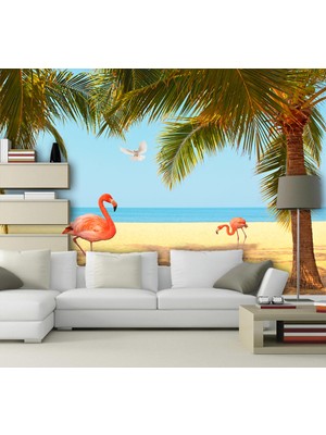 Özel Duvarlar Flamingo Desenli Duvar Kağıdı