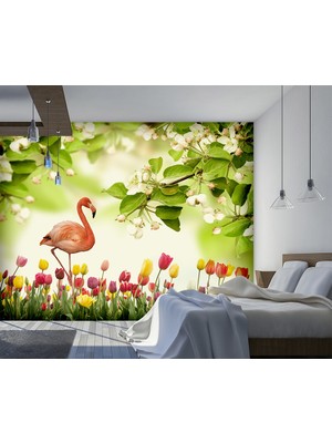 Özel Duvarlar Flamingo Desenli Duvar Kağıdı