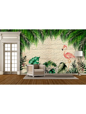 Özel Duvarlar Flamingo Desenli Duvar Kağıdı