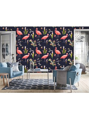 Özel Duvarlar Flamingo Desenli Duvar Kağıdı
